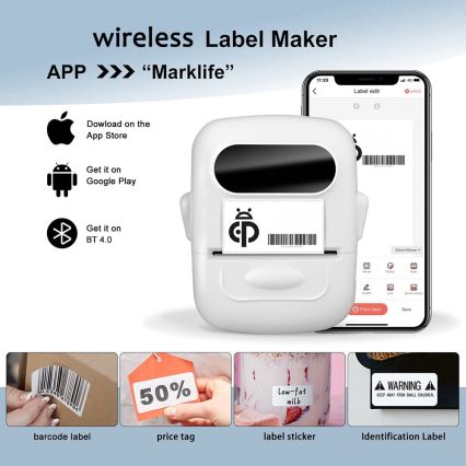 Impresora de etiquetas digital USB-C + etiquetas autoadhesivas 40x30mm