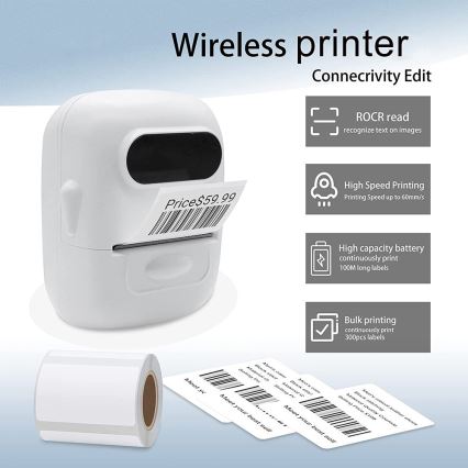 Impresora de etiquetas digital USB-C + etiquetas autoadhesivas 40x30mm