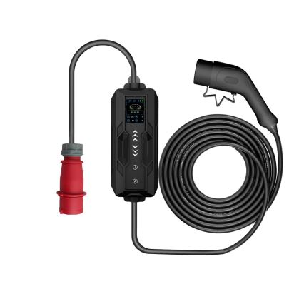 Immax - Estación de carga portátil para vehículos eléctricos EV AC Tipo 2 16A/380V 11kW + enchufe 230V, 3,7kW 5m + funda