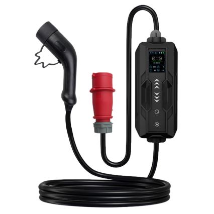 Immax - Estación de carga portátil para vehículos eléctricos EV AC Tipo 2 16A/380V 11kW + enchufe 230V, 3,7kW 5m + funda