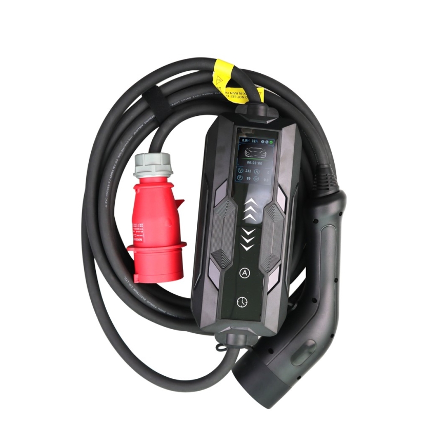 Immax - Estación de carga portátil para vehículos eléctricos EV AC Tipo 2 16A/380V 11kW + enchufe 230V, 3,7kW 5m + funda