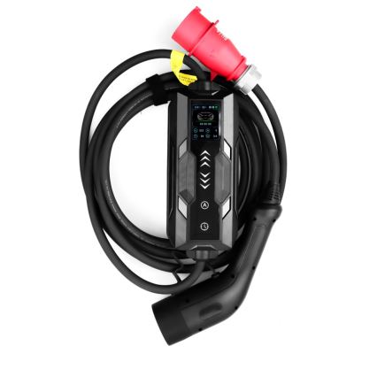 Immax - Estación de carga portátil para vehículos eléctricos EV AC Tipo 2 16A/380V 11kW + enchufe 230V, 3,7kW 5m + funda