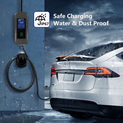 Immax - Estación de carga portátil para vehículos eléctricos EV AC Tipo 2 32A/380V 22kW + enchufe 230V 5m Wi-Fi Tuya