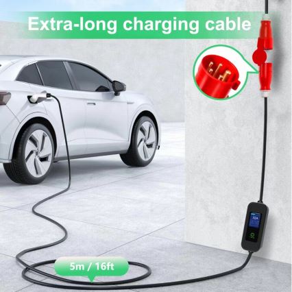 Immax - Estación de carga portátil para vehículos eléctricos EV AC Tipo 2 32A/380V 22kW + enchufe 230V 5m Wi-Fi Tuya