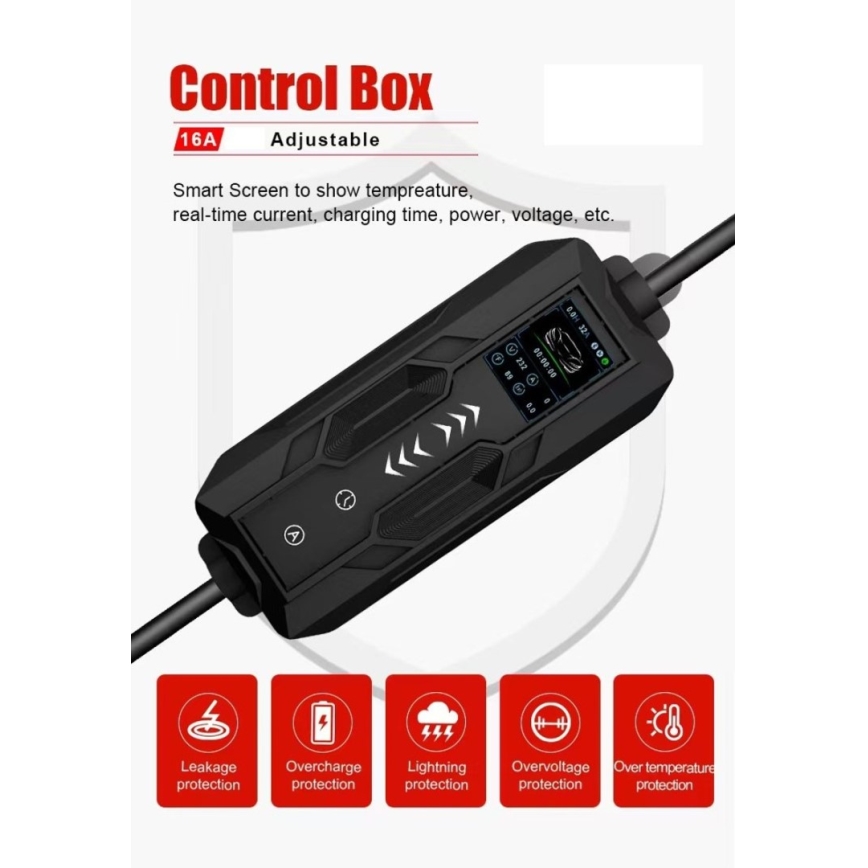 Immax - Estación de carga EV para vehículos eléctricos AC Tipo 2, 16A/380V + enchufe 230V, 11 kW, 5 m, Tuya