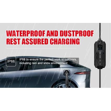 Immax - Estación de carga EV para vehículos eléctricos AC Tipo 2, 16A/380V + enchufe 230V, 11 kW, 5 m, Tuya