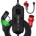 Immax - Estación de carga portátil para vehículos eléctricos EV AC Tipo 2 16A/380V 11kW + enchufe 230V, 3,7kW 5m + funda
