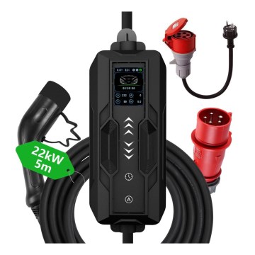 Immax - Estación de carga portátil para vehículos eléctricos EV AC Tipo 2 32A/380V 22kW 5m + funda