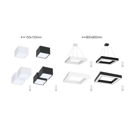 Immax Neo 07074L-15BD - Set 2x Plafón LED regulable CANTO 2xLED/12W/230V + control remoto Tuya