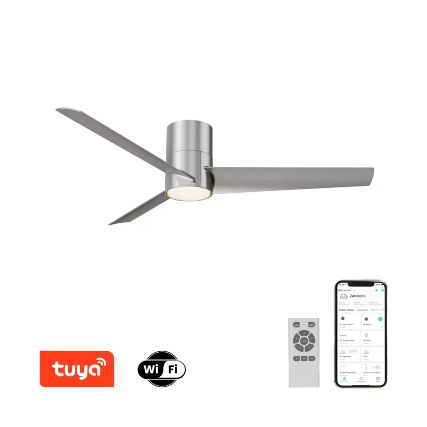 Immax NEO 07135-S - Ventilador de techo LED FRESH LED/18W/230V Wi-Fi Tuya cromo mate + control remoto