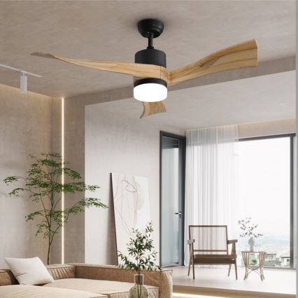 Immax NEO 07136-B - Ventilador de techo LED SOFISTICADO LED/18W/230V roble Wi-Fi Tuya + control remoto