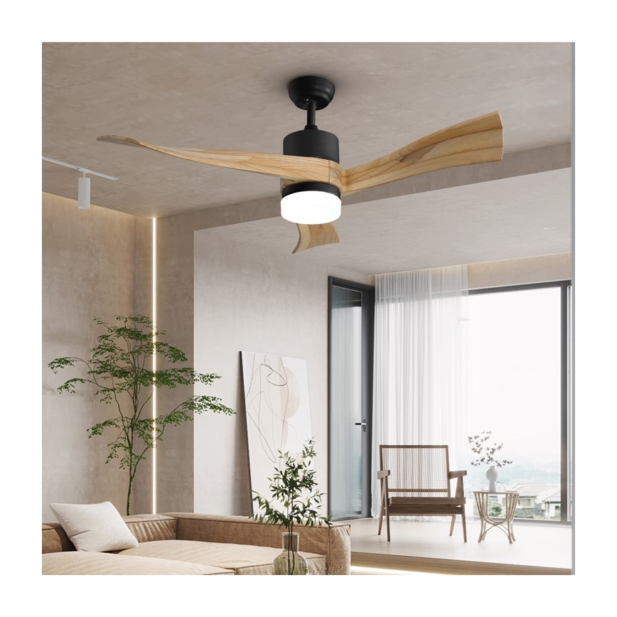 Immax NEO 07136-B - Ventilador de techo LED SOFISTICADO LED/18W/230V roble Wi-Fi Tuya + control remoto
