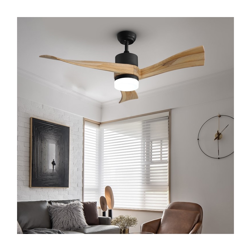 Immax NEO 07136-B - Ventilador de techo LED SOFISTICADO LED/18W/230V roble Wi-Fi Tuya + control remoto