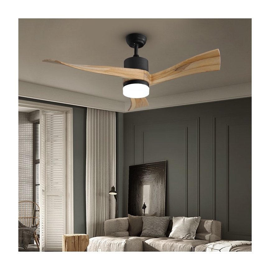 Immax NEO 07136-B - Ventilador de techo LED SOFISTICADO LED/18W/230V roble Wi-Fi Tuya + control remoto