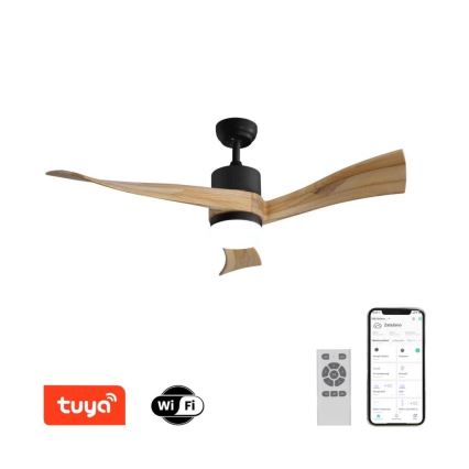 Immax NEO 07136-B - Ventilador de techo LED SOFISTICADO LED/18W/230V roble Wi-Fi Tuya + control remoto