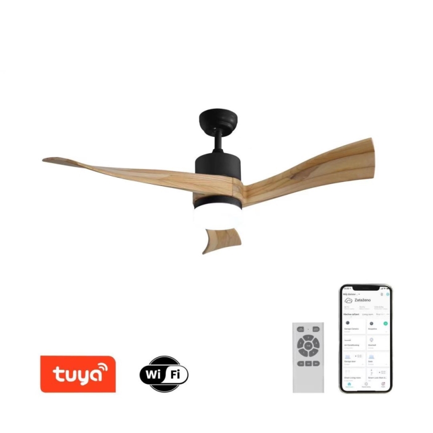 Immax NEO 07136-B - Ventilador de techo LED SOFISTICADO LED/18W/230V roble Wi-Fi Tuya + control remoto