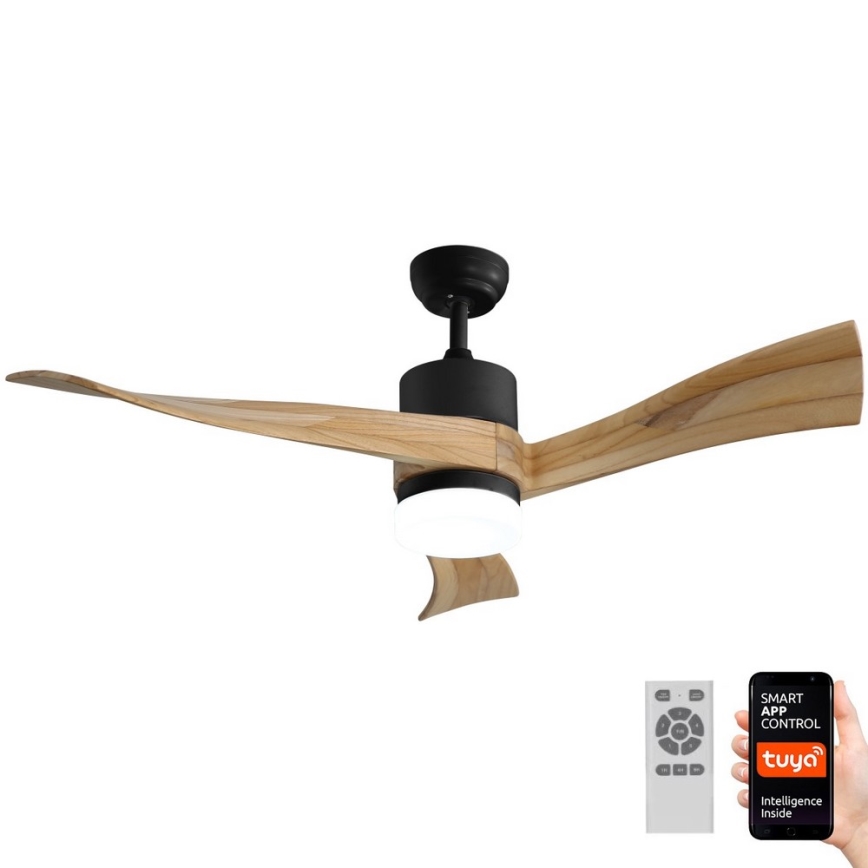 Immax NEO 07136-B - Ventilador de techo LED SOFISTICADO LED/18W/230V roble Wi-Fi Tuya + control remoto