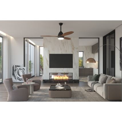 Immax NEO 07141-B - Ventilador de techo LED NEO LITE FRESCO LED/18W/230V Tuya Wi-Fi negro/marrón + mando a distancia