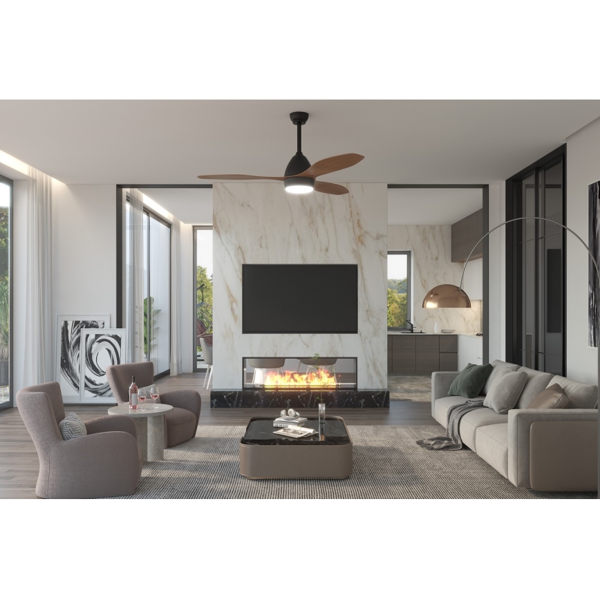 Immax NEO 07141-B - Ventilador de techo LED NEO LITE FRESCO LED/18W/230V Tuya Wi-Fi negro/marrón + mando a distancia
