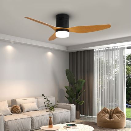 Immax NEO 07142-B - Ventilador de techo LED NEO LITE VENTO LED/18W/230V Tuya Wi-Fi negro/madera + mando a distancia