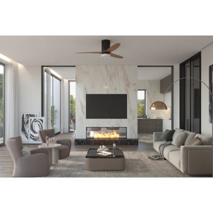 Immax NEO 07142-B - Ventilador de techo LED NEO LITE VENTO LED/18W/230V Tuya Wi-Fi negro/madera + mando a distancia