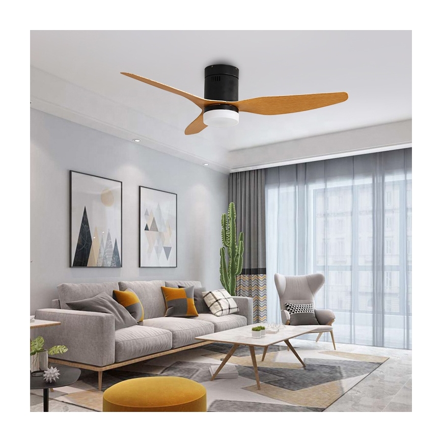Immax NEO 07142-B - Ventilador de techo LED NEO LITE VENTO LED/18W/230V Tuya Wi-Fi negro/madera + mando a distancia