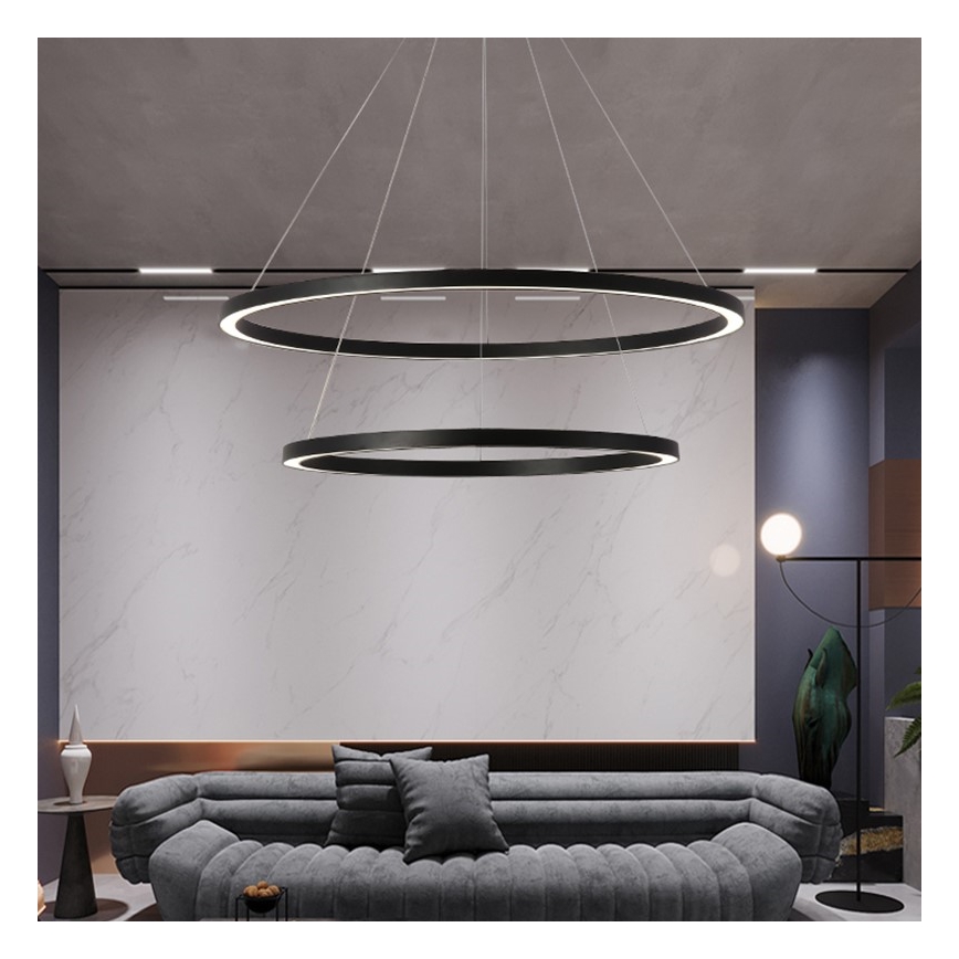 Immax NEO 07158-B80-60 - Lámpara de araña LED regulable FINO LED/93W/230V Tuya negro + mando a distancia