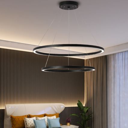 Immax NEO 07158-B80-60 - Lámpara de araña LED regulable FINO LED/93W/230V Tuya negro + mando a distancia