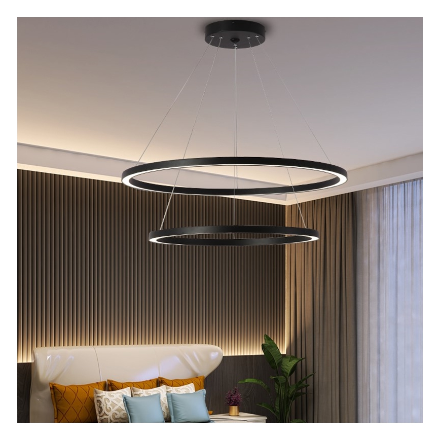Immax NEO 07158-B80-60 - Lámpara de araña LED regulable FINO LED/93W/230V Tuya negro + mando a distancia