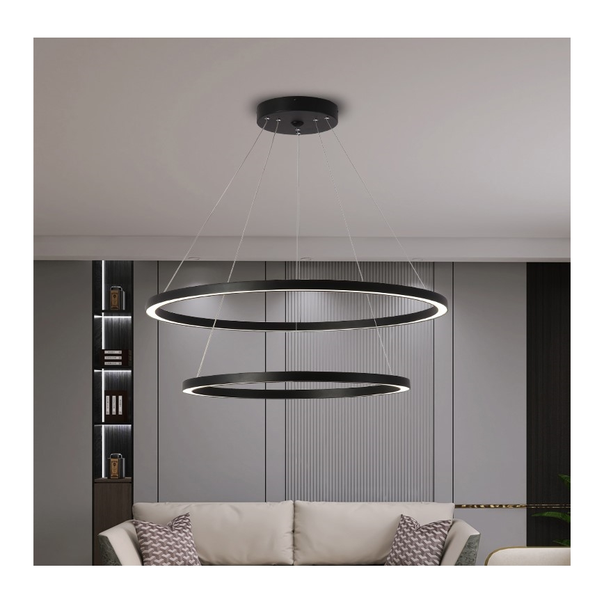 Immax NEO 07158-B80-60 - Lámpara de araña LED regulable FINO LED/93W/230V Tuya negro + mando a distancia
