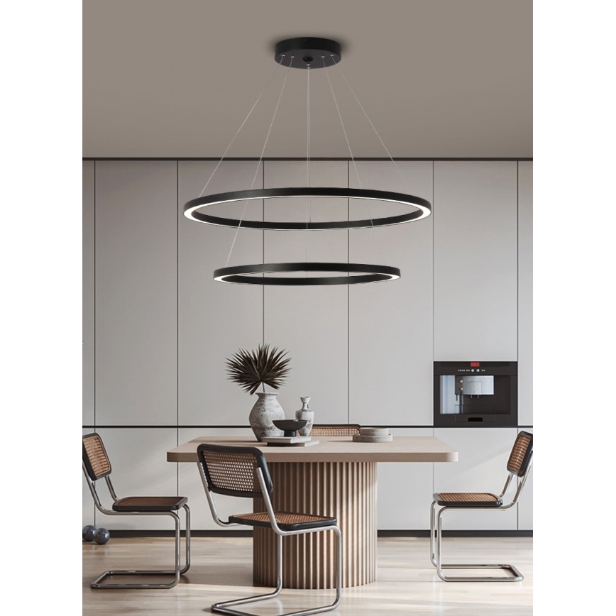 Immax NEO 07158-B80-60 - Lámpara de araña LED regulable FINO LED/93W/230V Tuya negro + mando a distancia