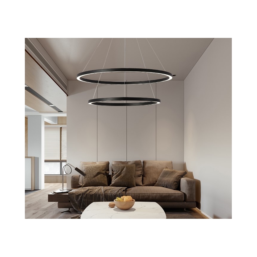 Immax NEO 07158-B80-60 - Lámpara de araña LED regulable FINO LED/93W/230V Tuya negro + mando a distancia