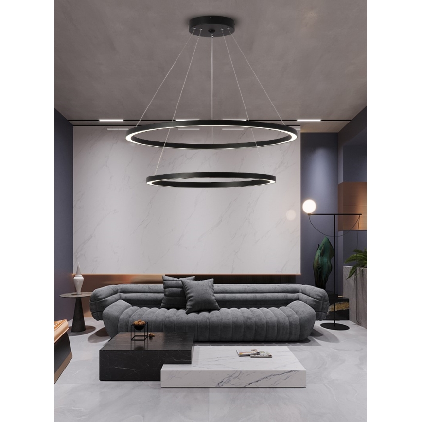 Immax NEO 07158-B80-60 - Lámpara de araña LED regulable FINO LED/93W/230V Tuya negro + mando a distancia
