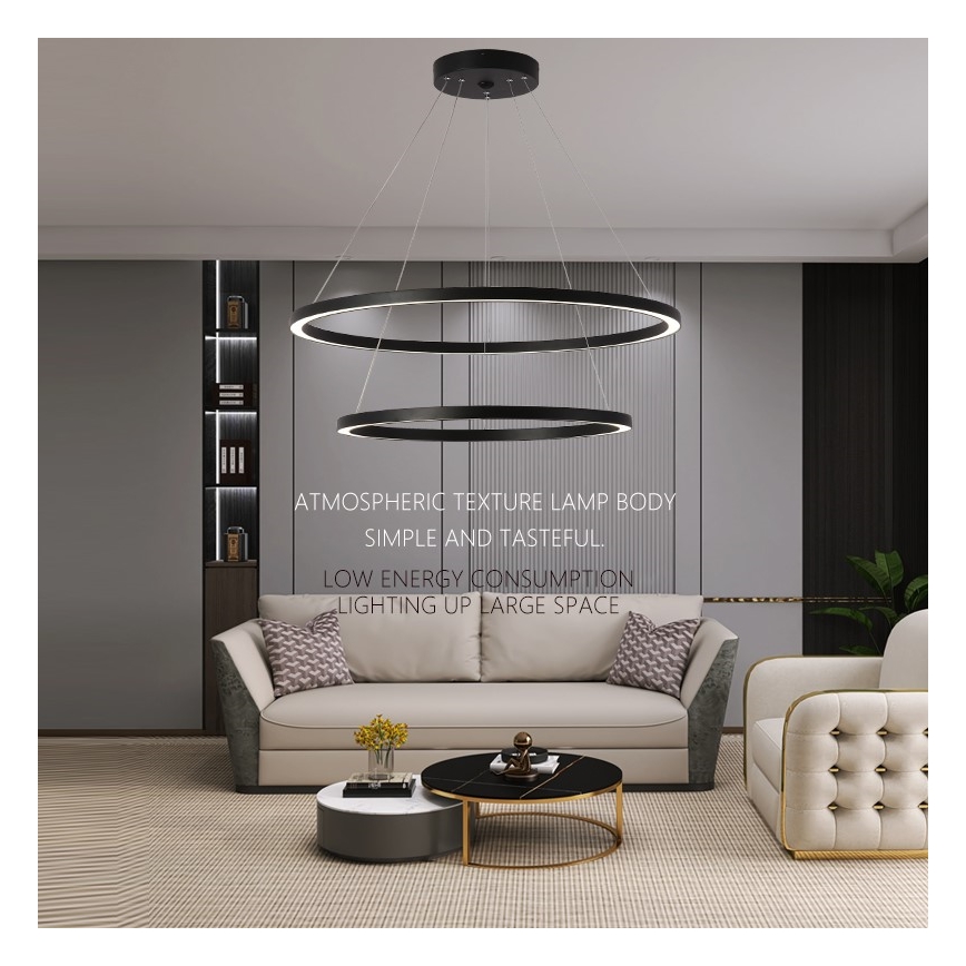 Immax NEO 07158-B80-60 - Lámpara de araña LED regulable FINO LED/93W/230V Tuya negro + mando a distancia