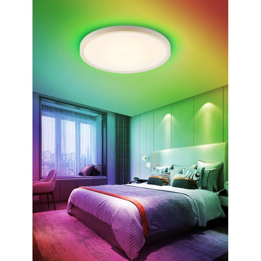 Immax NEO 07169-W60 - LED RGB+CCT Plafón con dimmer NEO LITE TUDO 65W/230V 2700-6500K Wi-Fi Tuya + control remoto blanco