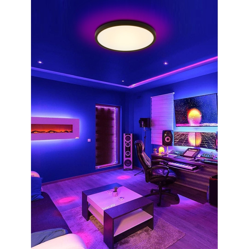 Immax NEO 07170-B60 - LED RGB+CCT Plafón con dimmer NEO LITE TUDO LED/65W/230V 2700-6500K Wi-Fi Tuya negro + control remoto