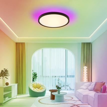 Immax NEO 07170-B60 - LED RGB+CCT Plafón con dimmer NEO LITE TUDO LED/65W/230V 2700-6500K Wi-Fi Tuya negro + control remoto