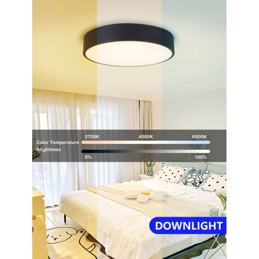 Immax NEO 07201L - Plafón LED regulable RONDATE LED/28W/230V negro Tuya + control remoto