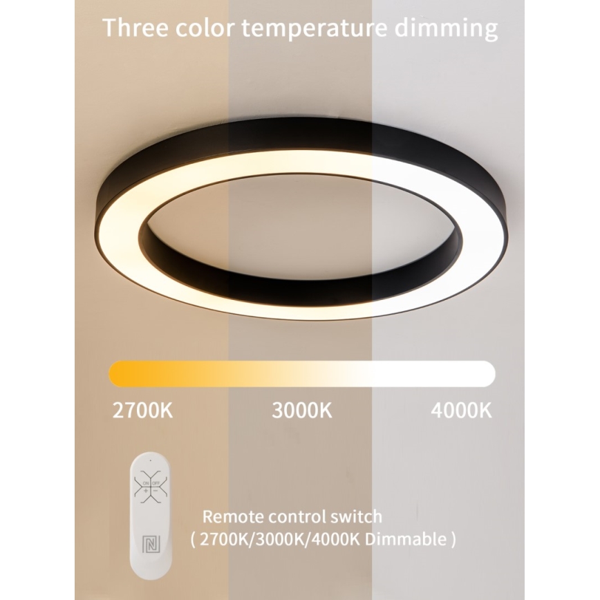 Immax NEO 07210L - Plafón LED regulable PASTEL LED/68W/230V 95 cm negro Tuya + control remoto