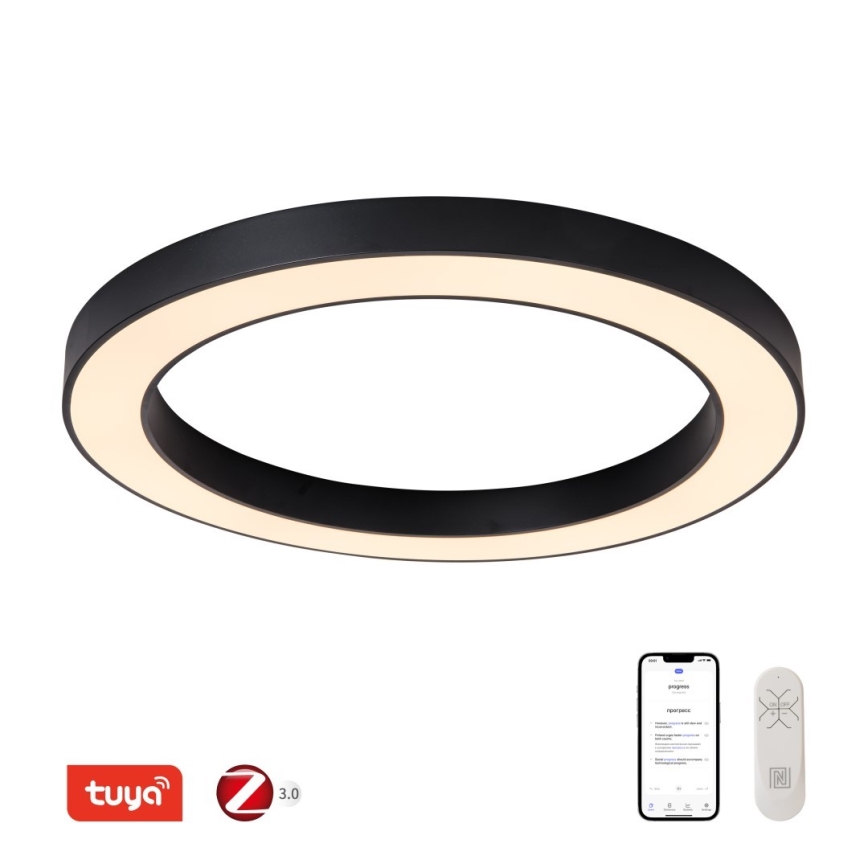 Immax NEO 07210L - Plafón LED regulable PASTEL LED/68W/230V 95 cm negro Tuya + control remoto