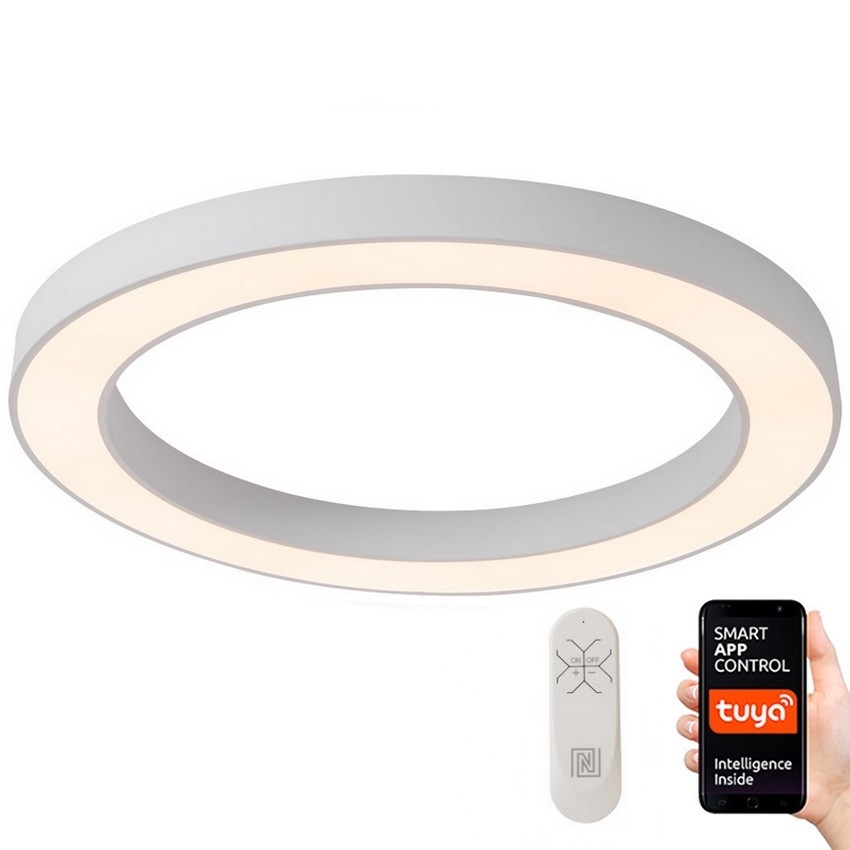 Immax NEO 07213L - Plafón LED regulable PASTEL LED/68W/230V 95 cm blanco Tuya + control remoto