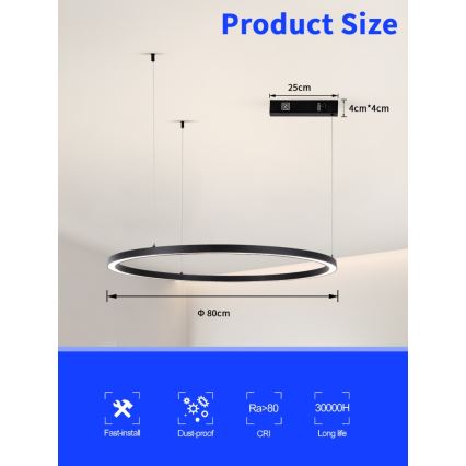 Immax NEO 07215L - Lámpara de araña LED regulable FINO LED/60W/230V 80 cm negro Tuya + control remoto