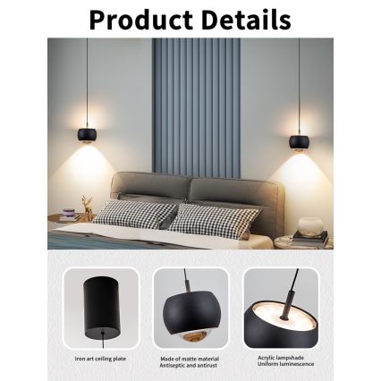 Immax NEO 07219L - Lámpara de araña LED regulable DORMINE LED/6W/230V mate negro Tuya + control remoto