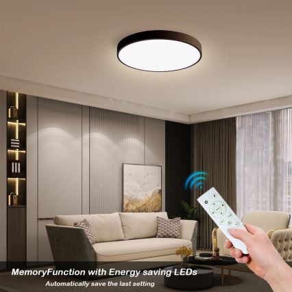Immax NEO 07248L - Plafón LED regulable NEO LITE SEMPLICI LED/36W/230V 3000-6000K Wi-Fi Tuya negro + control remoto