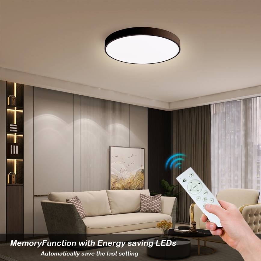 Immax NEO 07248L - Plafón LED regulable NEO LITE SEMPLICI LED/36W/230V 3000-6000K Wi-Fi Tuya negro + control remoto