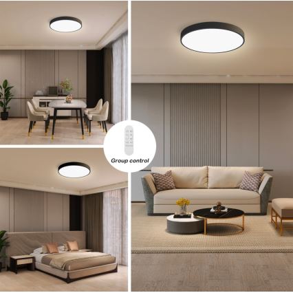 Immax NEO 07248L - Plafón LED regulable NEO LITE SEMPLICI LED/36W/230V 3000-6000K Wi-Fi Tuya negro + control remoto