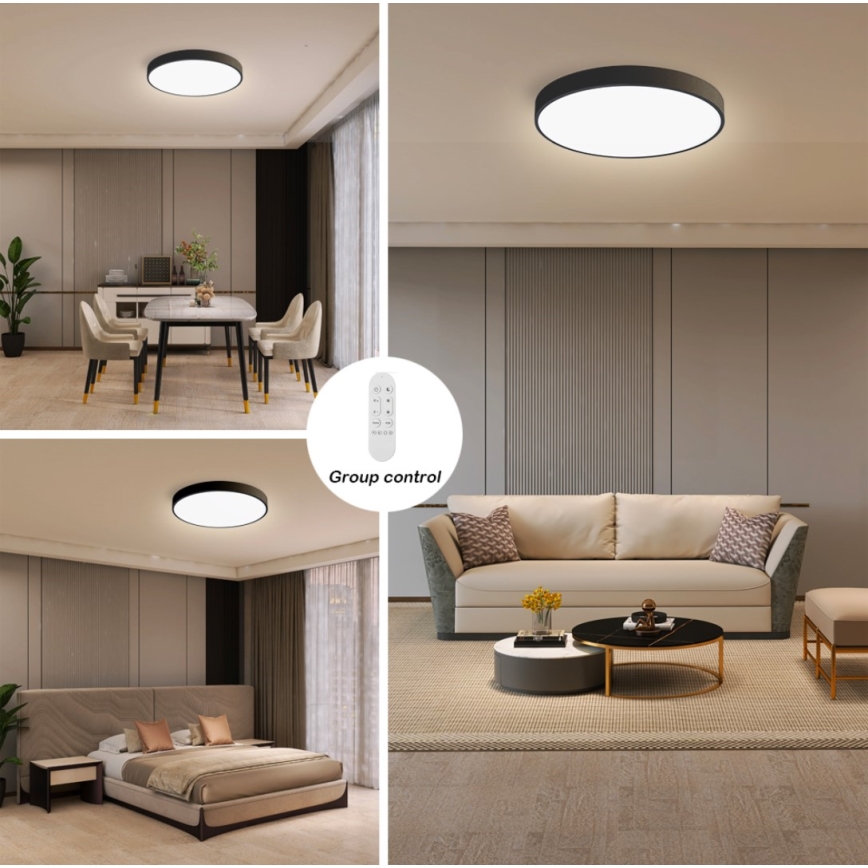Immax NEO 07248L - Plafón LED regulable NEO LITE SEMPLICI LED/36W/230V 3000-6000K Wi-Fi Tuya negro + control remoto
