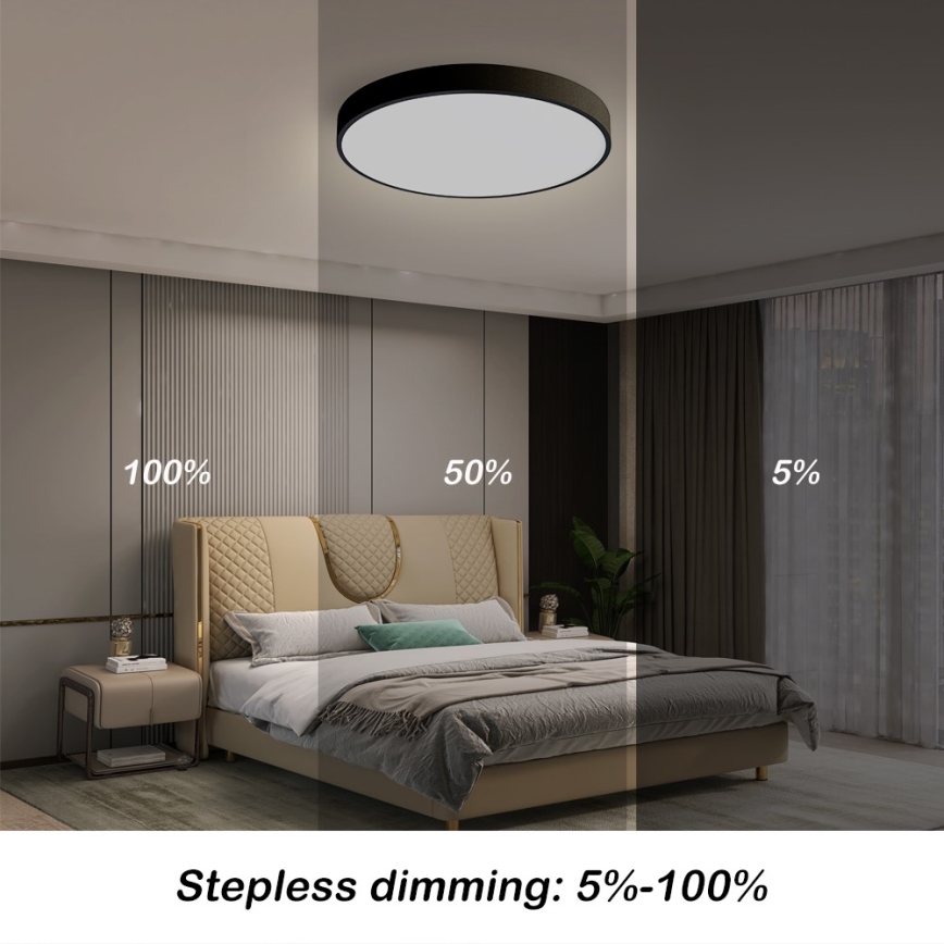 Immax NEO 07248L - Plafón LED regulable NEO LITE SEMPLICI LED/36W/230V 3000-6000K Wi-Fi Tuya negro + control remoto