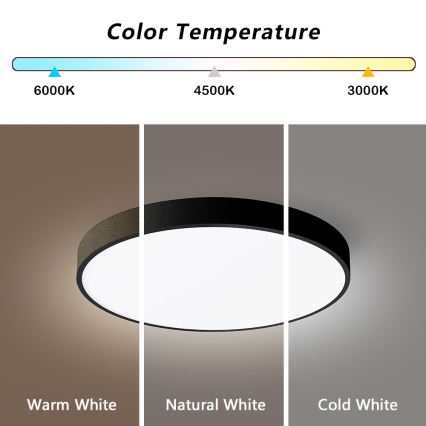 Immax NEO 07248L - Plafón LED regulable NEO LITE SEMPLICI LED/36W/230V 3000-6000K Wi-Fi Tuya negro + control remoto