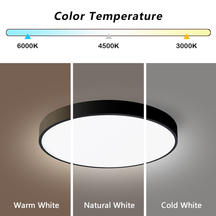 Immax NEO 07248L - Plafón LED regulable NEO LITE SEMPLICI LED/36W/230V 3000-6000K Wi-Fi Tuya negro + control remoto